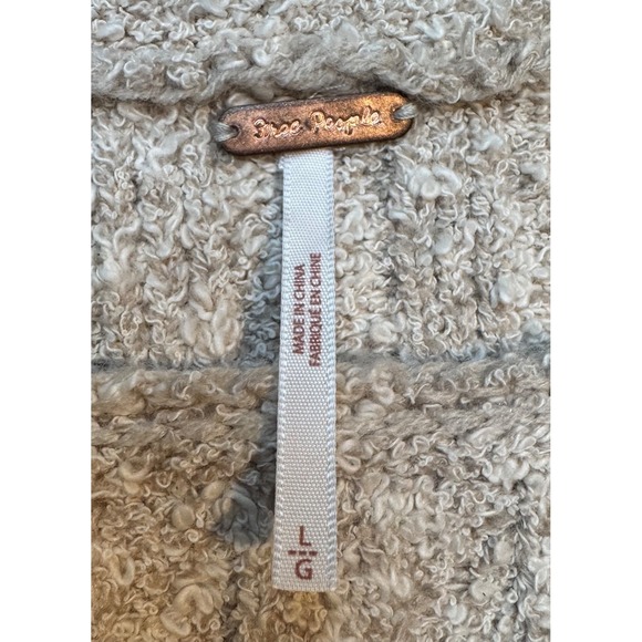 Free People Oatmeal Sz L Flutter Sleeve Cropped Oversized Cozy Soft - Picture 4 of 4